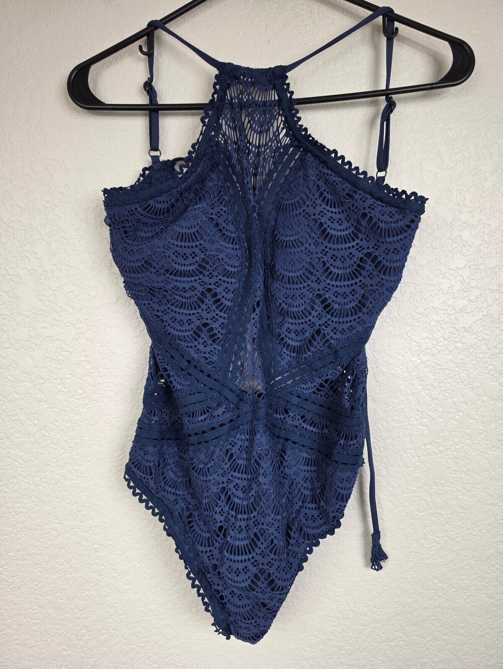 BECCA Navy Blue Crochet One Piece Swimsuit